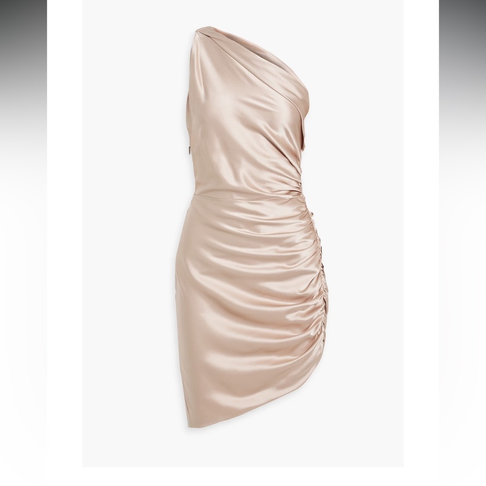 Michelle Mason Asymmetrical Gathered Mini Dress- Ballet